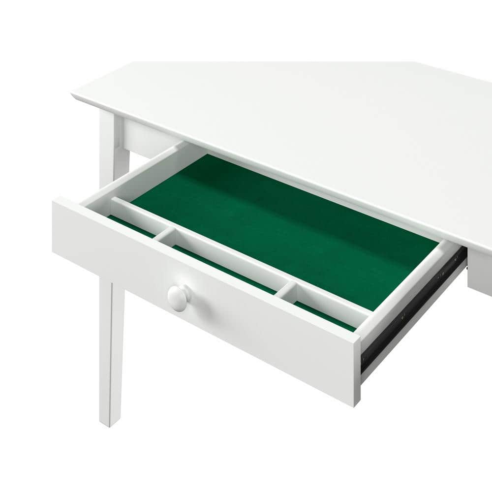 Eco-Friendly White Hardwood Shaker Desk with Charging Drawer