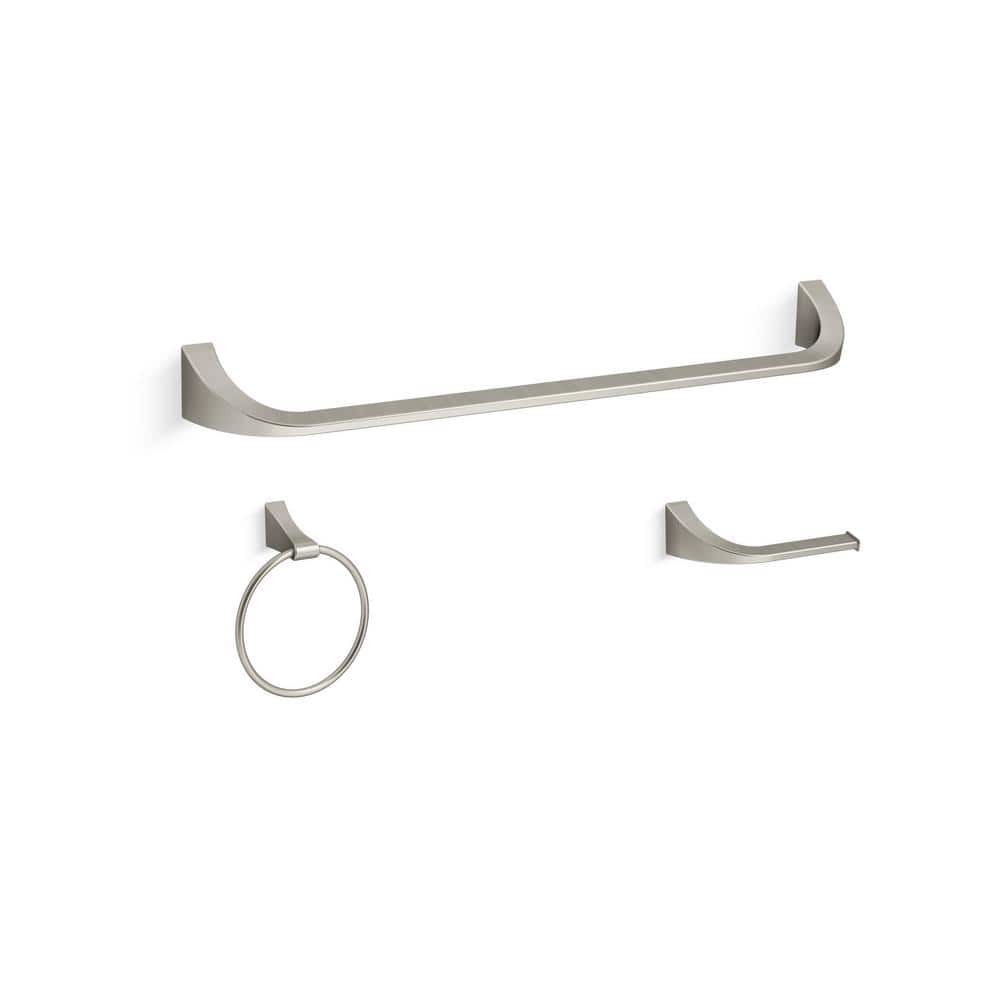 KOHLER Katun 3Piece Bathroom Hardware Set in Vibrant Brushed Nickel K