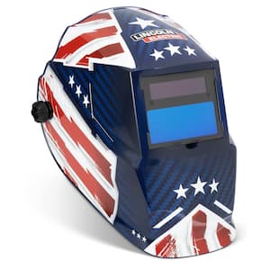 Auto-Darkening Welding Helmet with Variable Shade Lens No. 9-13 (1.73 x 3.82 in. Viewing Area), Patriot Design