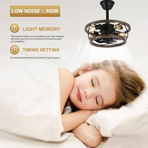 Gina 18 in. Indoor Black Farmhouse Wood Ceiling Fan with Lights, 3-Speed Rustic Reversible Ceiling Fan with Remote Lighting