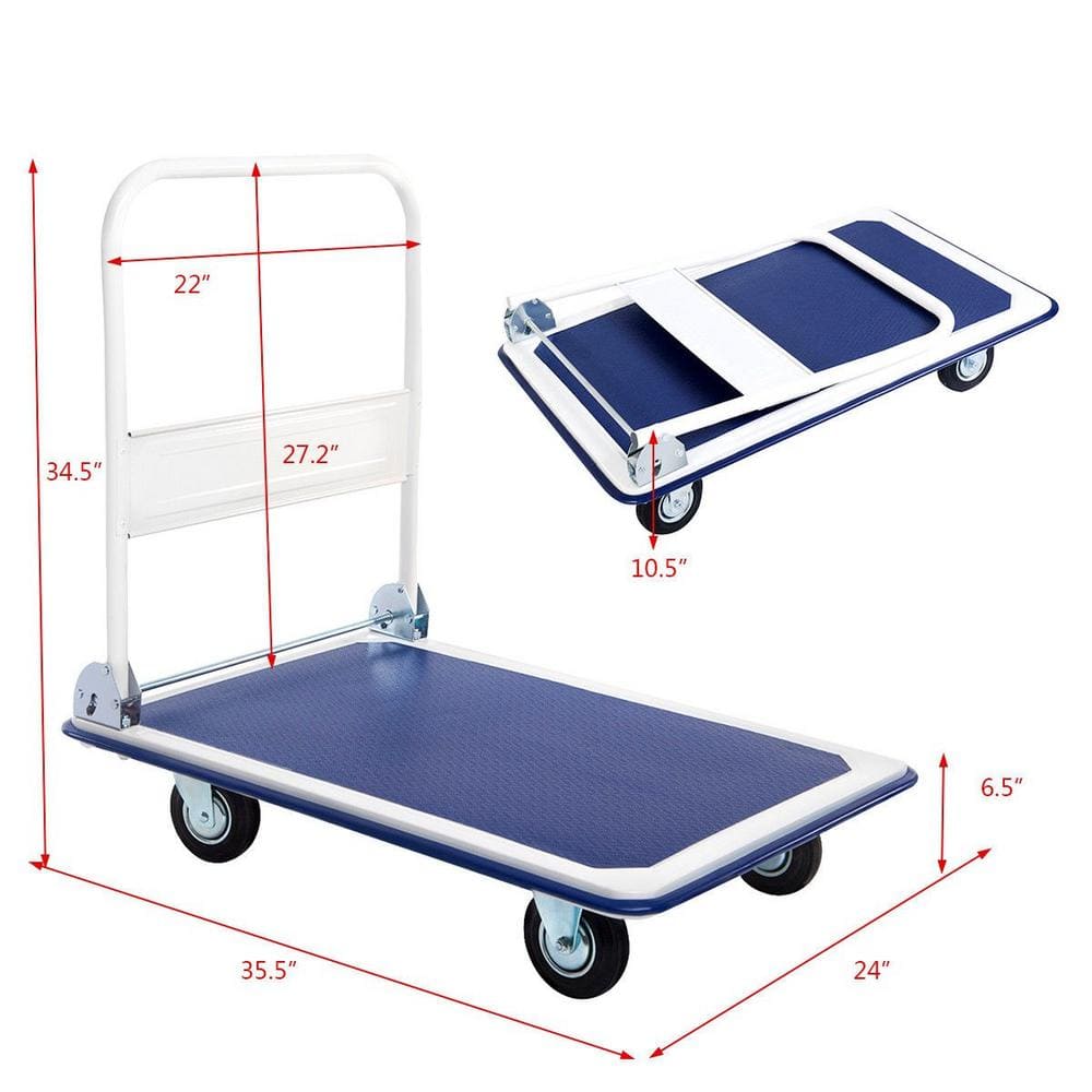 660lb Blue Steel Folding Platform Cart Dolly