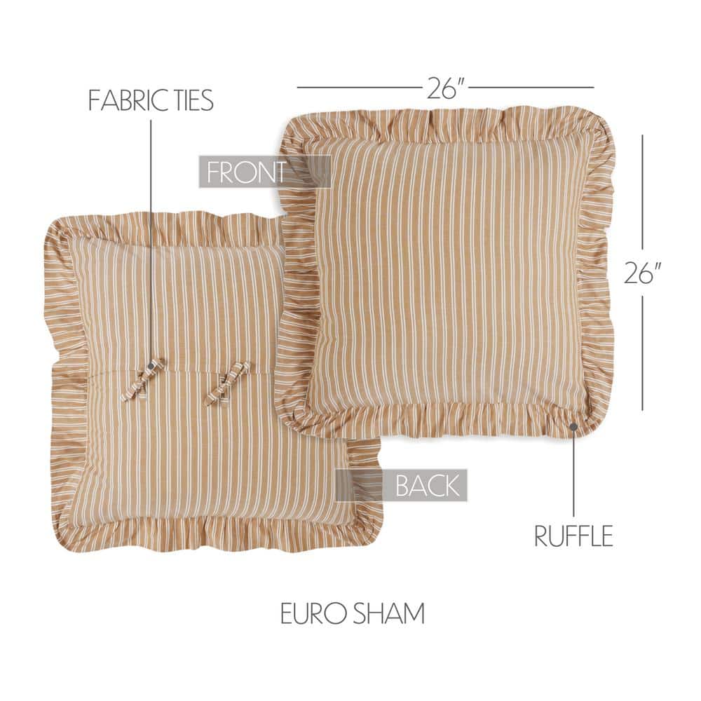 Golden Creme Cotton Euro Sham with Ruffled Edging