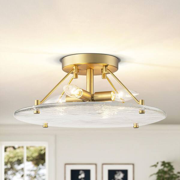 Rennnsan Cindaro 15.7 in. 4-Light Modern Brushed Gold Semi-Flush