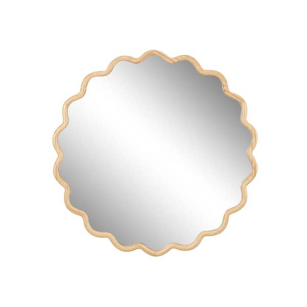 Unbranded 36 in. W x 36 in. H Round Wood Frame Wall Decor Mirror, Decor Flair Mirror, Gold