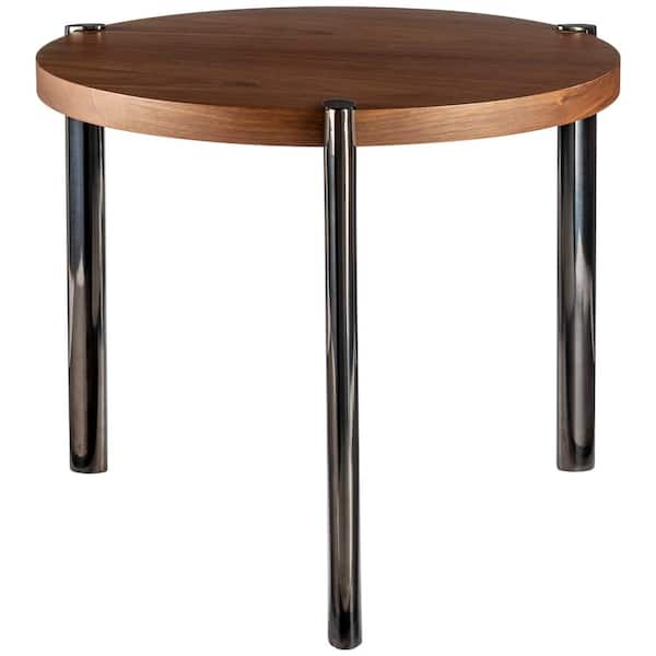 Livabliss Rocco Modern End Table, Black/Brown, 26 in. H x 24 in. W x 24 in. D