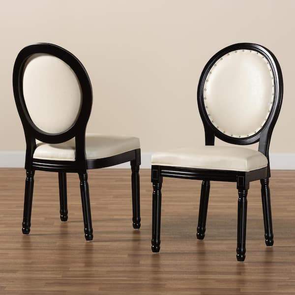 Baxton Studio Louis Beige And Black, Round Back Paige Upholstered Dining Chair Set Of 2 Black