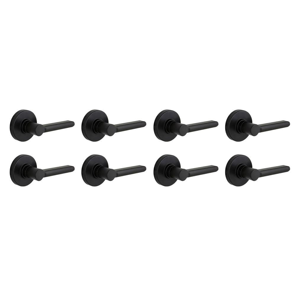 Tonebridge Matte Black Hall/Closet Door Lever with Round Rose 8-Pack