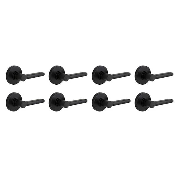 Tonebridge Matte Black Hall/Closet Door Lever with Round Rose 8-Pack