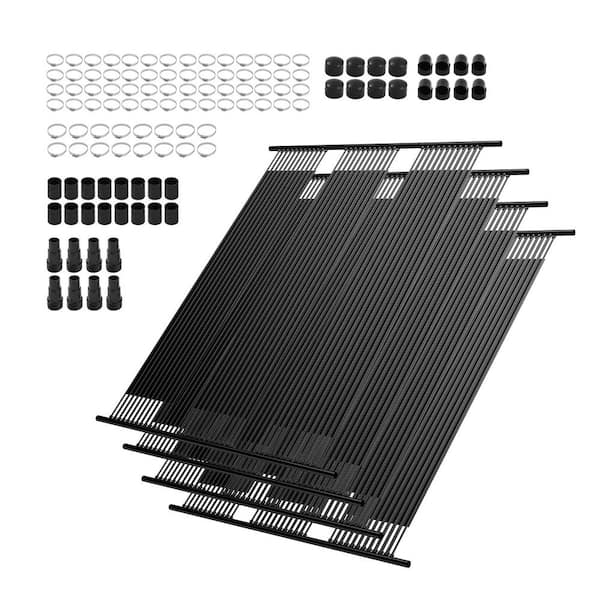 Solar Pool Heater, 4 x 10 ft. HDPE Solar Pool Panel (4 Piece)-Durable and Weather-Proof, Aboveground and Inground Pool