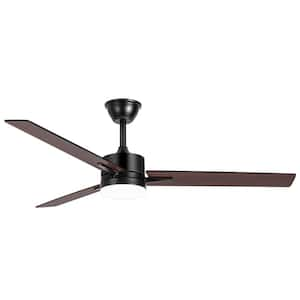 Vladimir 52 in. Integrated LED Indoor Black Ceiling Fan with Light and Remote Control Included