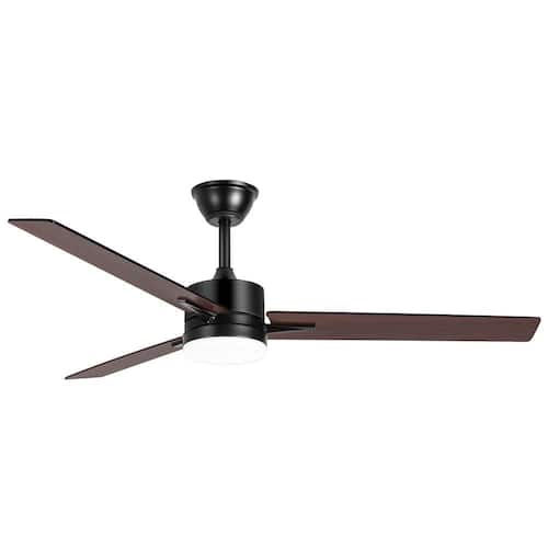 Vladimir 52 in. Integrated LED Indoor Black Ceiling Fan with Light and Remote Control Included Lighting
