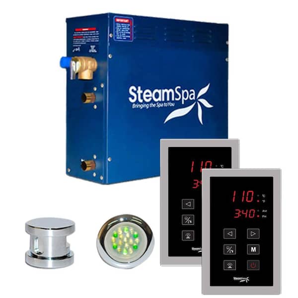 SteamSpa Royal 4.5kW Touch Pad Steam Bath Generator Package in Chrome