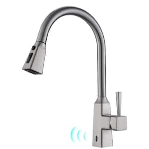 Single Handle Pull Down Sprayer Kitchen Faucet in Brushed Nickel