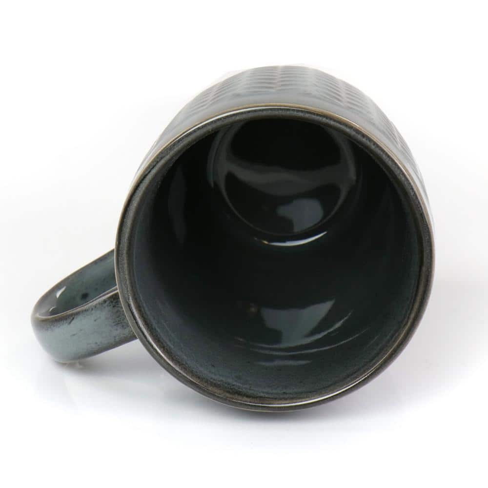 22 oz White and Gray Ceramic Stoneware Mug Set of 4