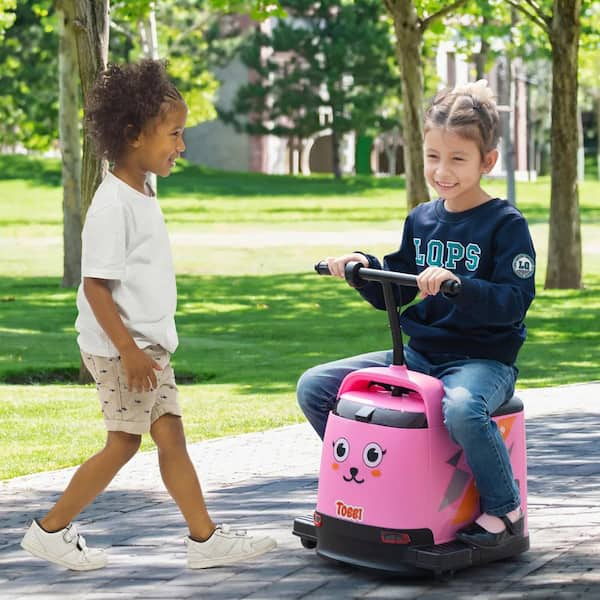 TOBBI Kids Electric Car 12 Volt Ride On Toy Car Battery Powered Vehicle with MP3 Storage Trunk for Kids Aged 8 Plus Years Pink TH17X1073 T01