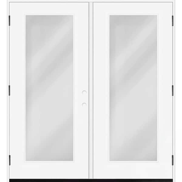Palisade 72 in. x 80 in. FullLite Clear Impact Glass RHOS Unfinished Fiberglass Retro Prehung Double Patio Door w/4"Jamb