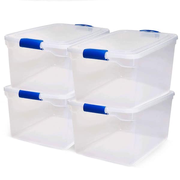 66 qt. Heavy Duty Modular Stackable Storage Containers in Clear (4-Pack)