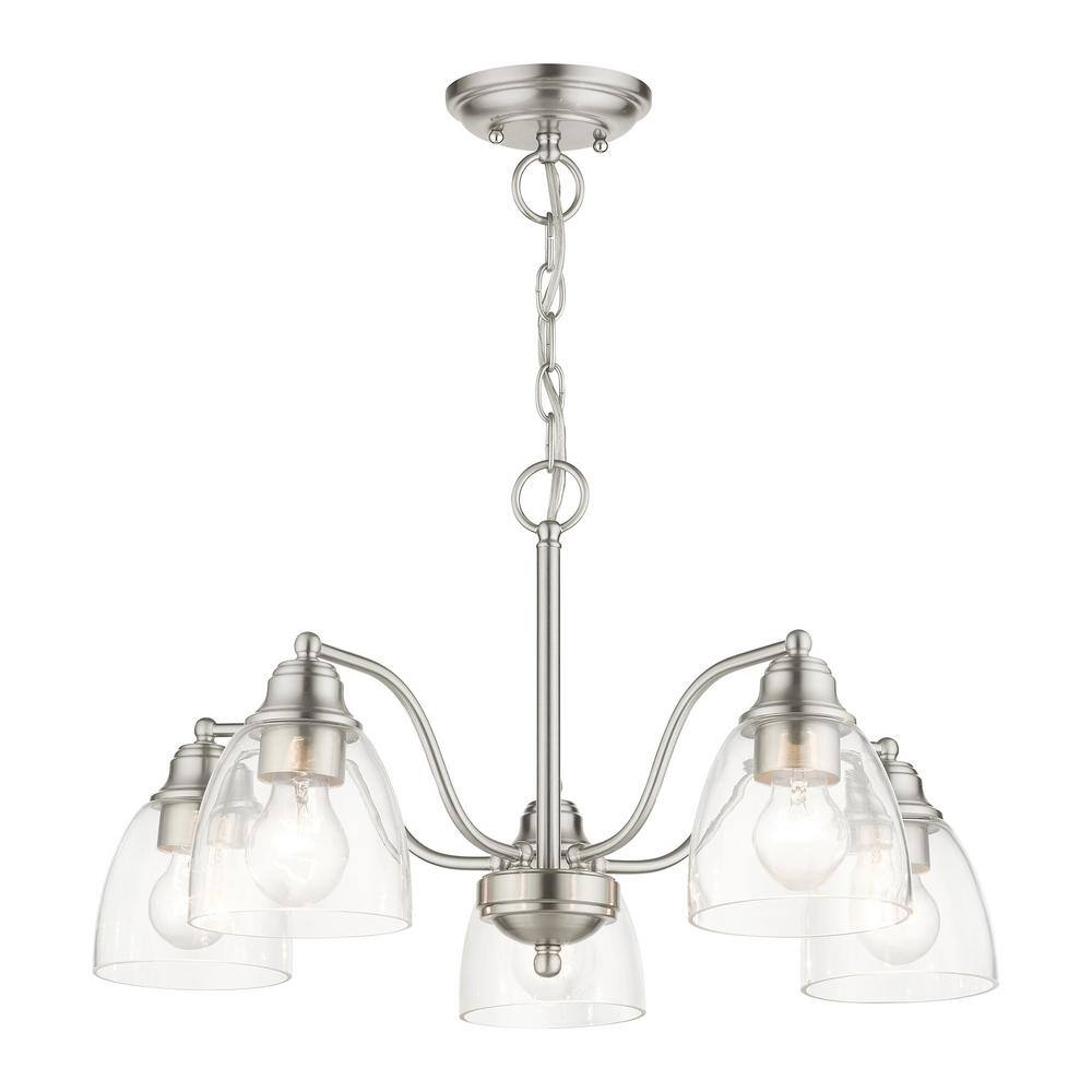 Montgomery Brushed Nickel 5-Light Chandelier with Hand-Blown Glass