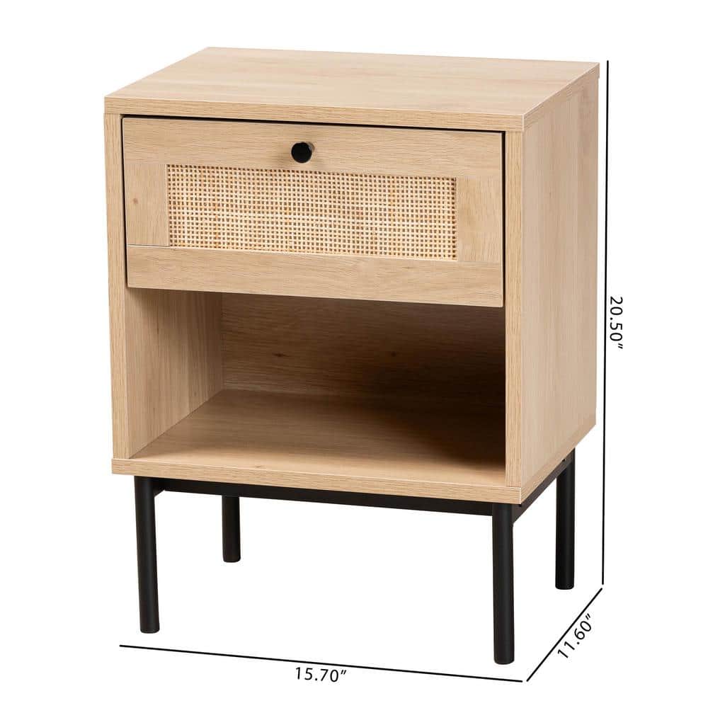 Sherwin Light Brown and Black Wood and Metal Accent Table with Storage