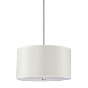 Dayna Collection 4-Light Brushed Nickel Shade Pendant with Faux Silk Shade