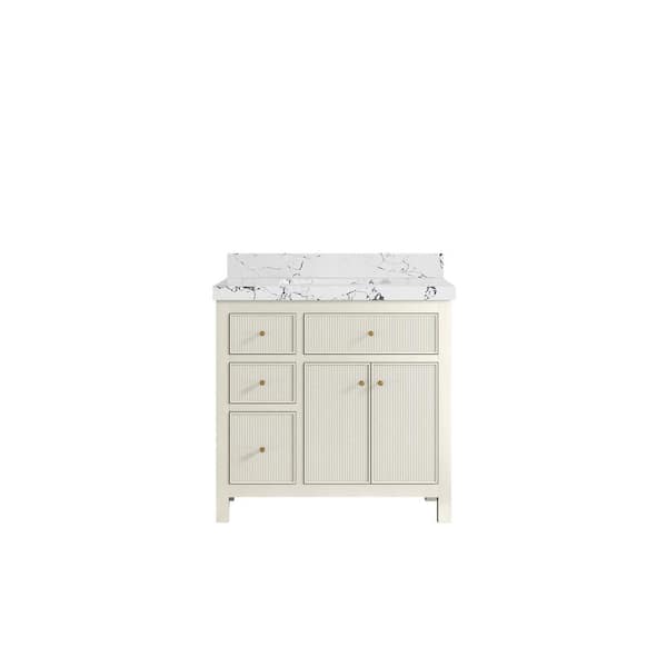 Willow Collections Sonoma 36 in. Single Sink Freestanding Alabaster Bath Vanity with Viola Night Quartz Top Unassembled