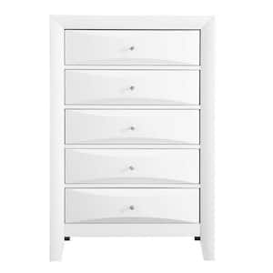 Marilla 5-Drawer White Chest of Drawers (48 in. H x 32 in. W x 17 in. D)