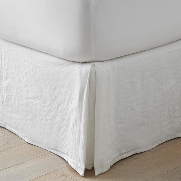 Legends Hotel 14 in. White Washed Linen Queen Bed Skirt