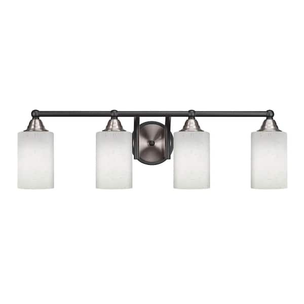 Unbranded Madison 7 in. 4-Light Bath Bar, Matte Black and Brushed Nickel, White Muslin Glass Vanity-Light