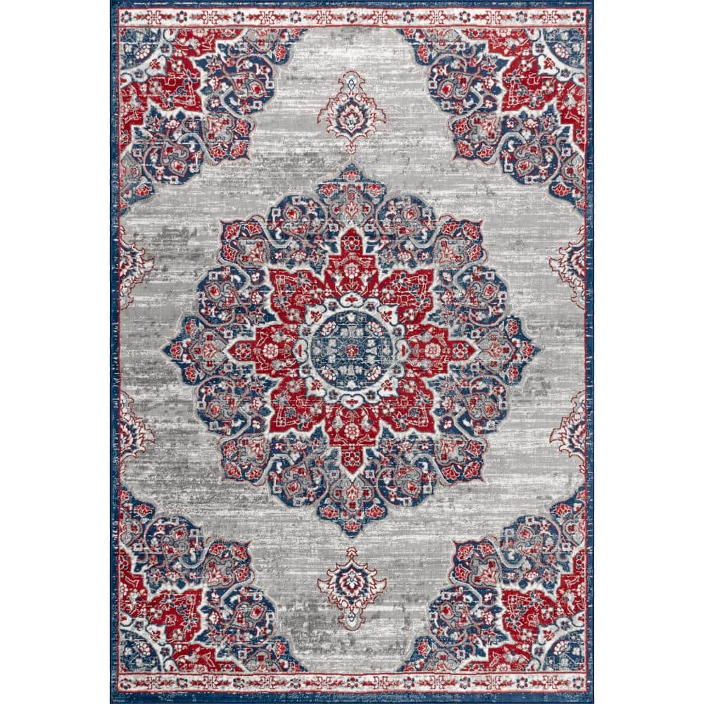 Navy and Red Persian Medallion 5x8 Area Rug