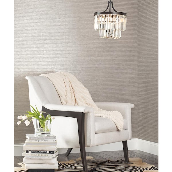 Dark Silver Lombard Grasscloth Paper Unpasted Matte Wallpaper ( 36 in. x 24 ft.)