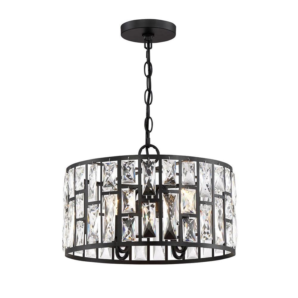 Home Decorators Collection Kristella 4-Light Black Crystal Chandelier ...