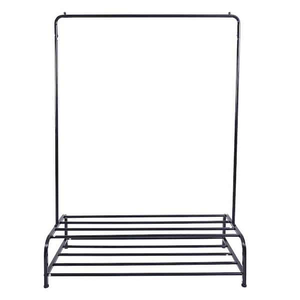 43.3 in. Black FreeStanding Multi-Functional Bedroom Clothing Rack SW ...