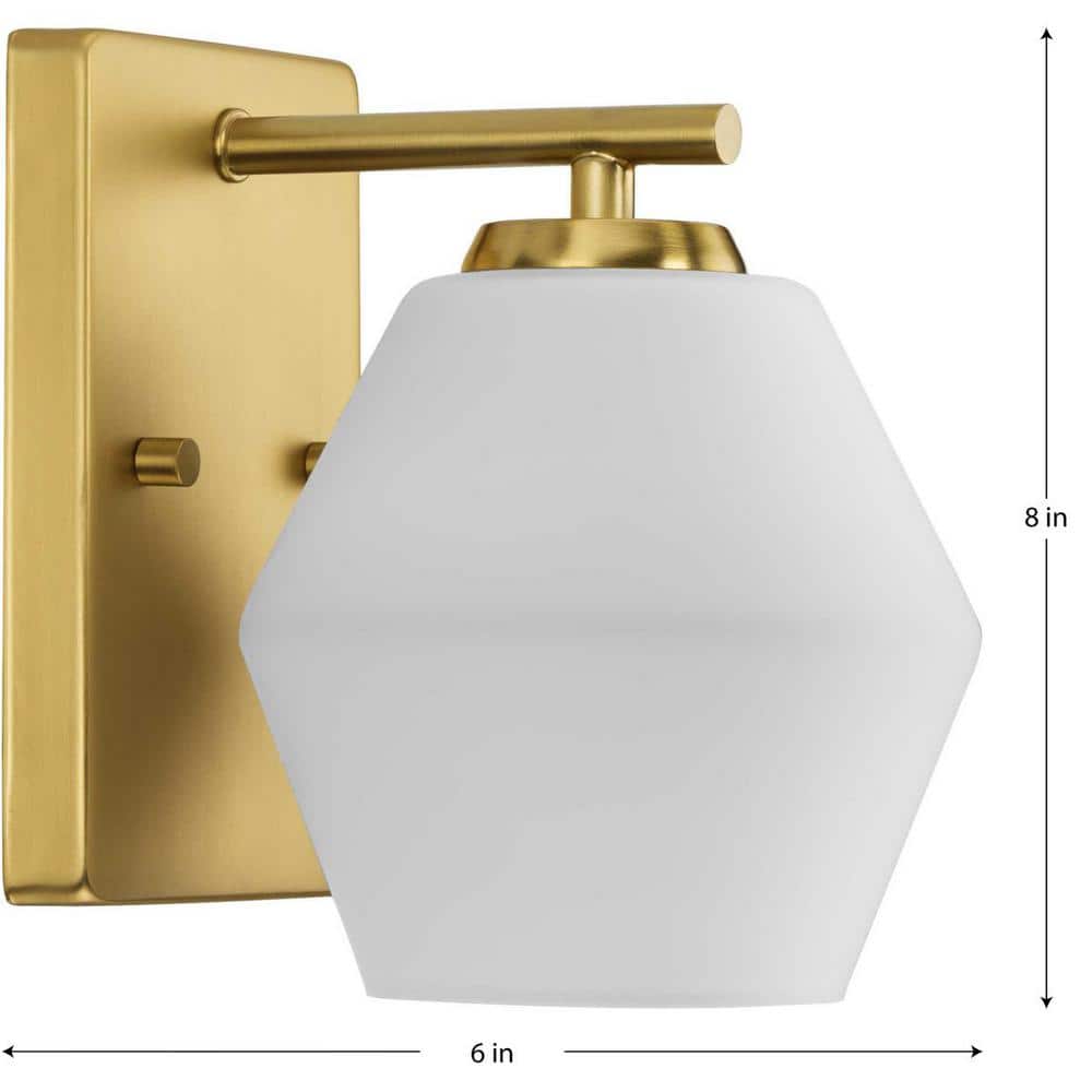 Brushed Gold and Opal Glass Vanity Light