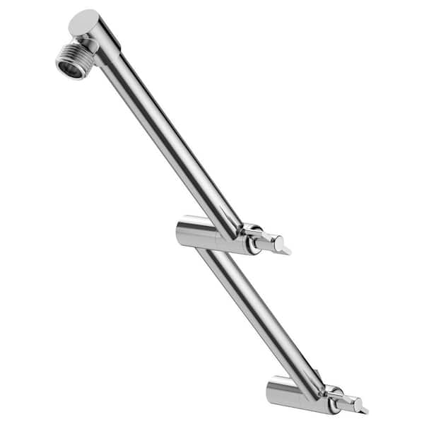Logmey 16 in. Foldable Stainless Steel Shower Extended Arm with 2 Knobs in Chrome for Rain Shower Head (1-Pack)