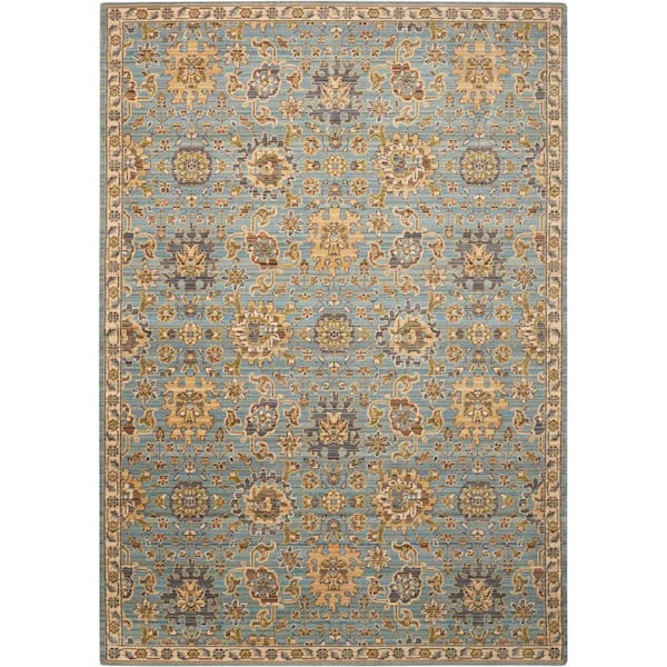 Nourison Timeless Light Blue 8 ft. x 10 ft. Bordered Traditional Area Rug