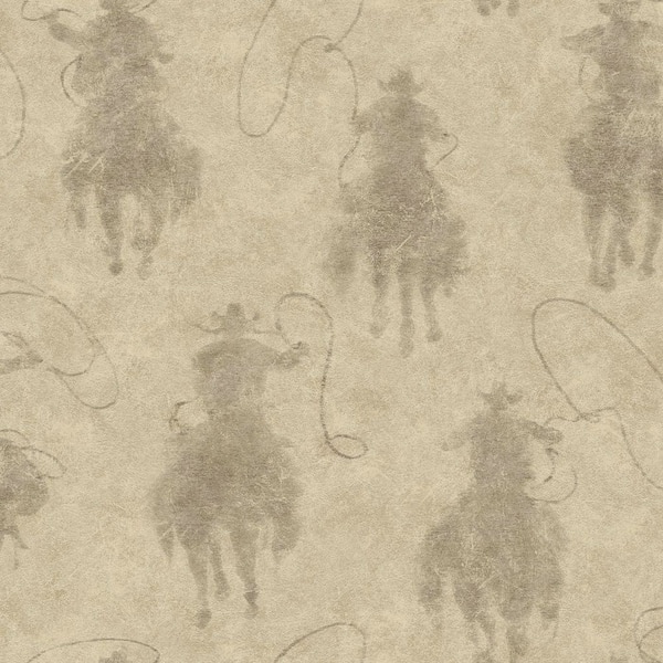 Yellowstone Beige Stockman Silhouette Peel and Stick Wallpaper