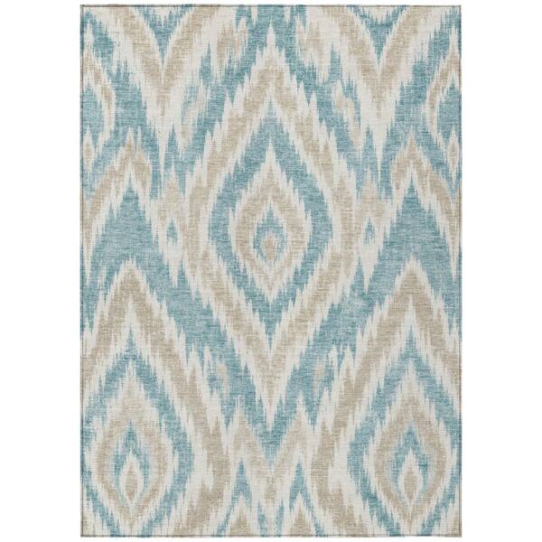 Chantille Machine Washable Indoor/Outdoor Abstract ACN3071 Teal 10 ft. x 14 ft. Area Rug