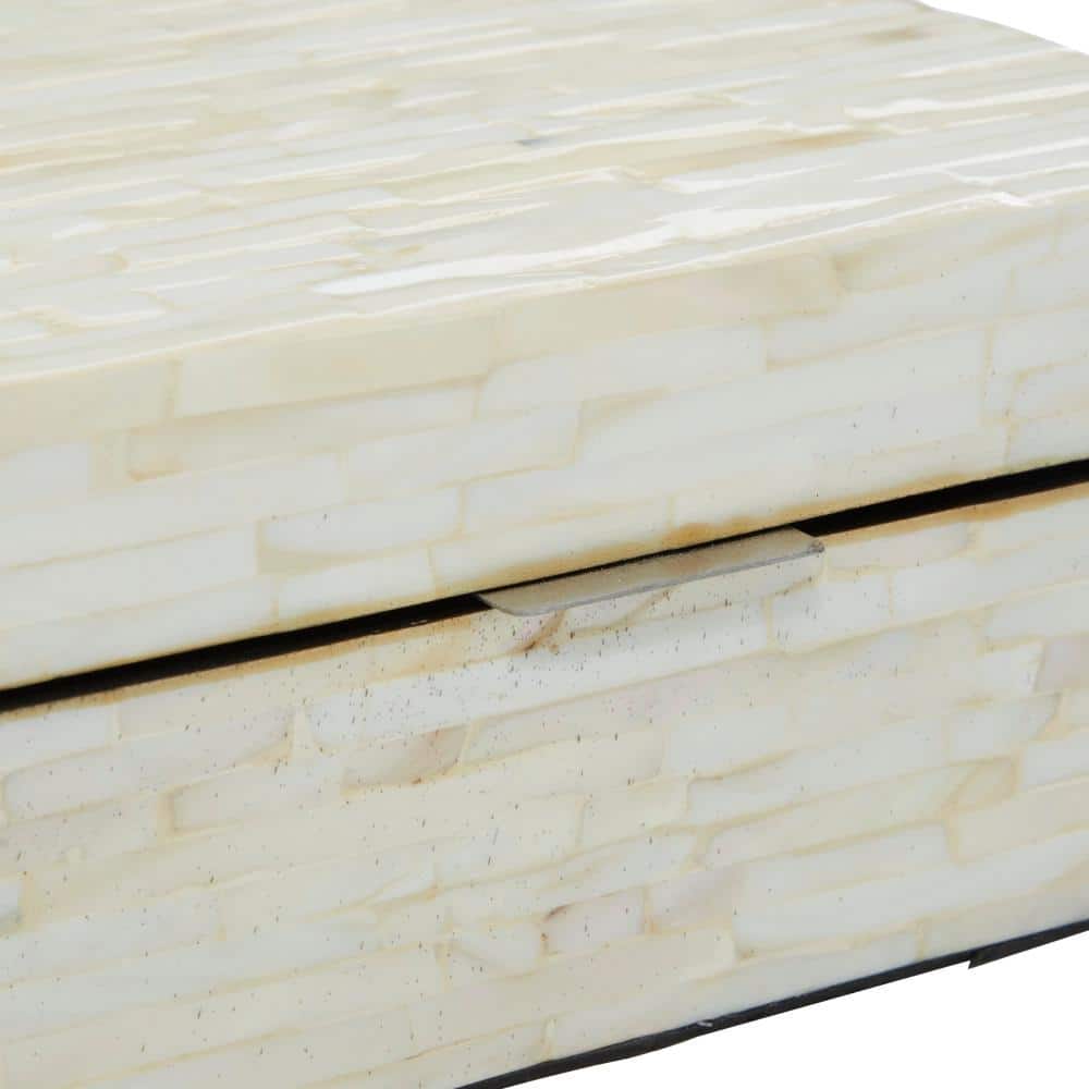 Set of 2 White Mother of Pearl Inlay Wooden Boxes
