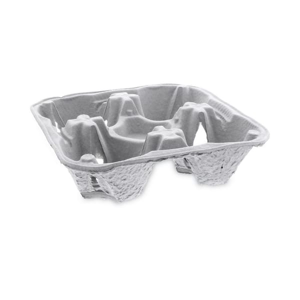 Pactiv EarthChoice Natural Four-Cup Disposable Fiber Carrier with Food Tray, 8 to 32 oz., 300 / Carton