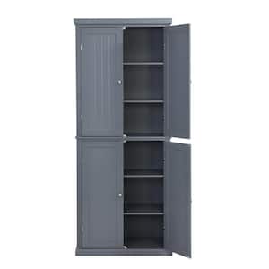 Gray Freestanding Tall Kitchen Pantry, 72.4 in. H Kitchen Storage Cabinet Organizer with 4-Doors and Adjustable Shelves