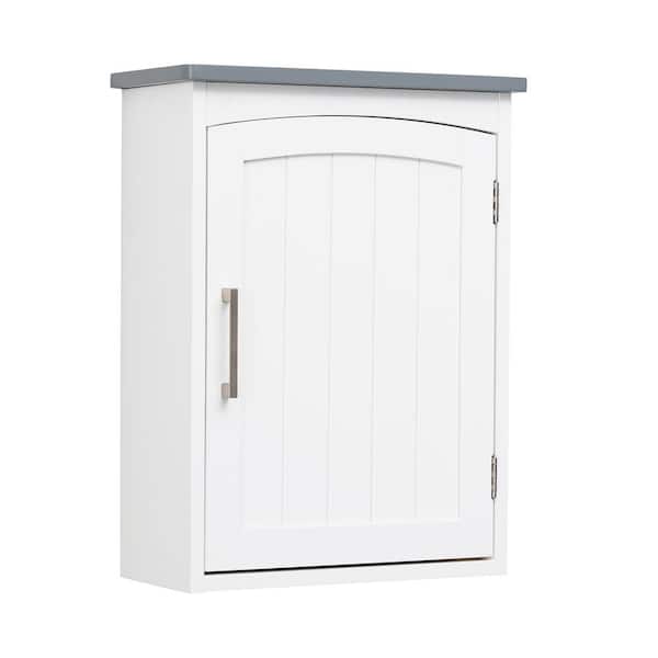 15.7 in. W x 7.1 in. D x 20.5 in. H Bathroom Storage Wall Cabinet in White with Adjustable Shelf
