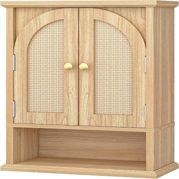 15.3 in. W x 21.8 in. H Wood Rectangular Natural Surface Mount Medicine Cabinet without Mirror