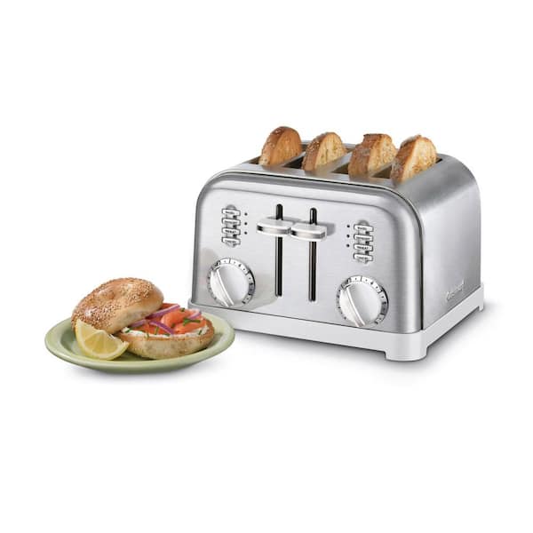 Cuisinart Compact 4-Slice White Wide Slot Toaster with Crumb Tray