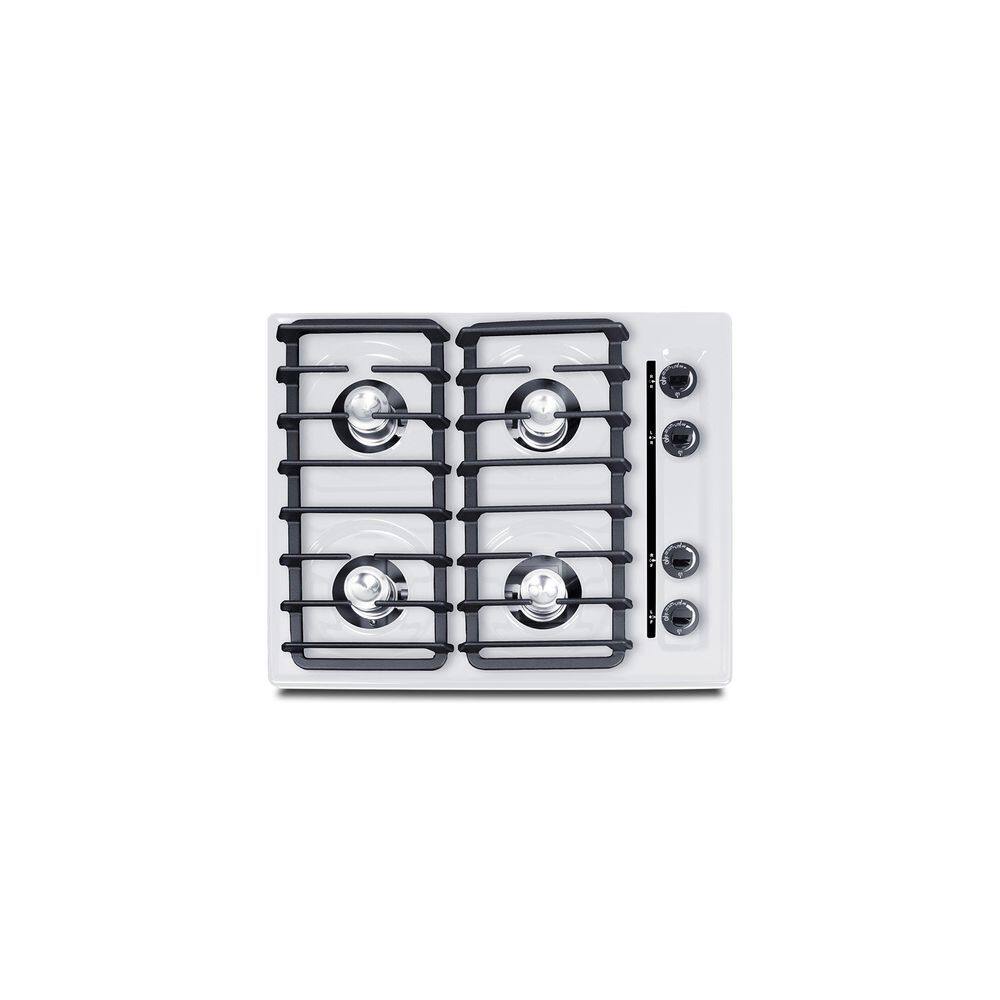 24 in. Propane Gas Cooktop in White with 4 Burners, Battery Start