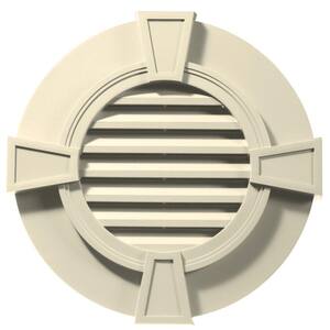 30 in. x 30 in. Round Beige/Bisque Plastic UV Resistant Gable Louver Vent