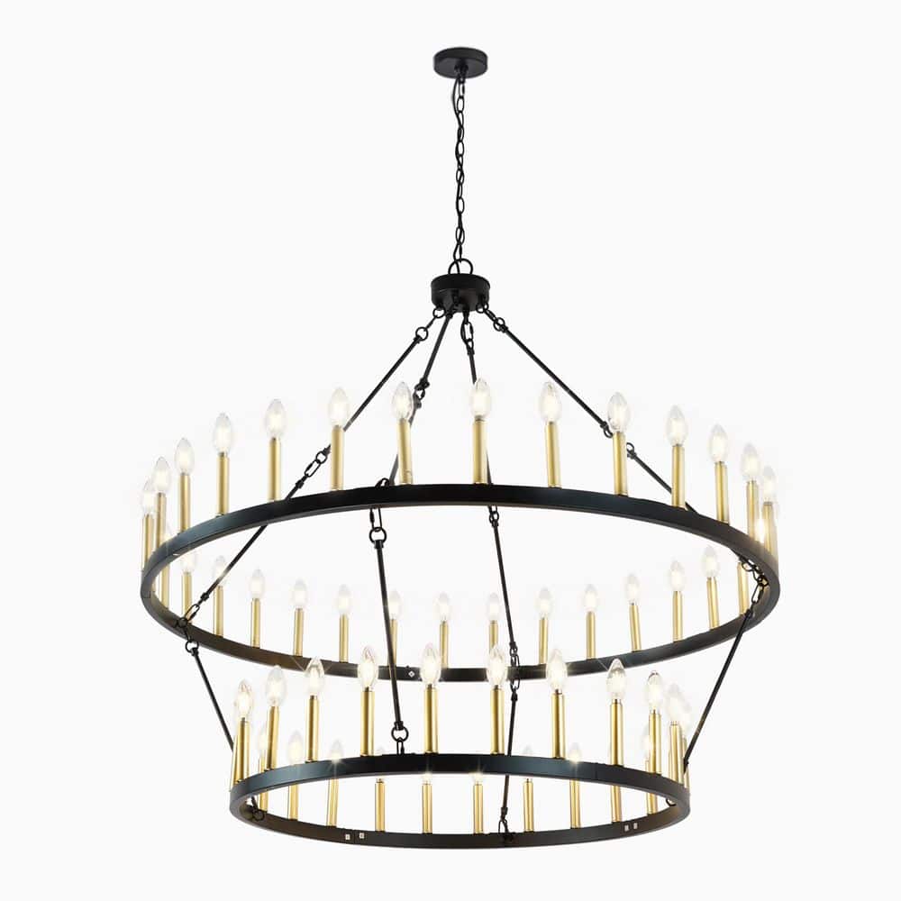 Elegant Series 56-Light Chandelier Black and Gold Industrial Chandelier Round for Living Room with no bulbs included price history on PriceWatchPro