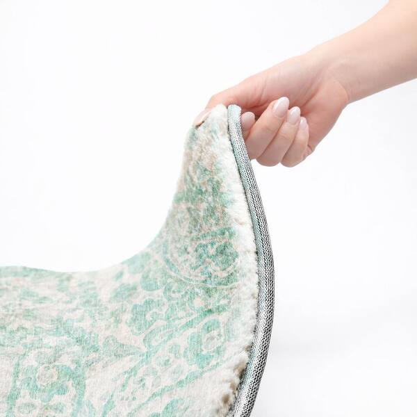 Dream Shag Premium Machine Washable Abstract ADS835 Turquoise 2 ft. x 7 ft. Runner Rug