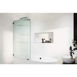 Aurora 34 in. W x 58.25 in. H Left-Hand Single Fixed Frameless Radius Tub Door in Oil Rubbed Bronze with Fluted Glass