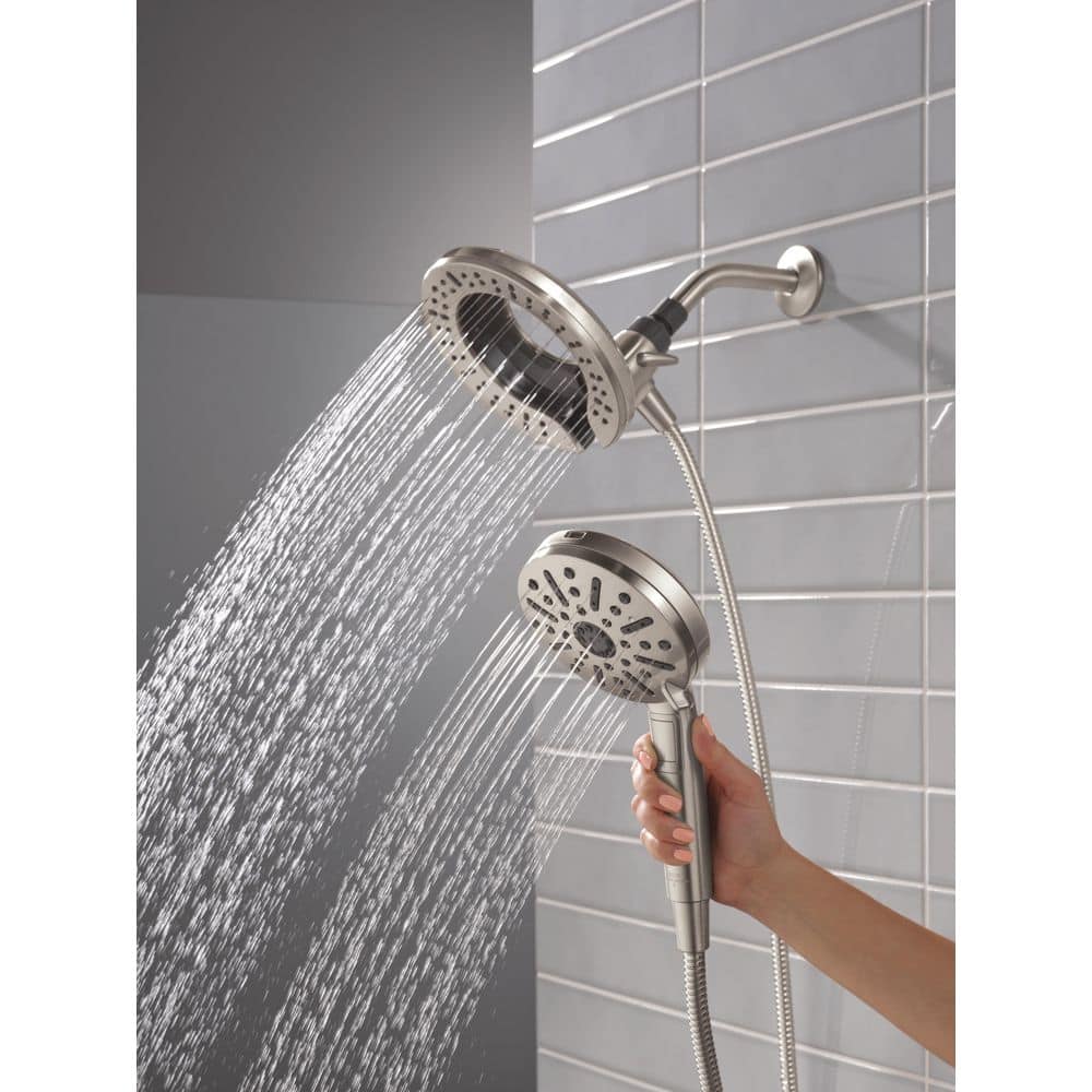 In2ition w/ Cleaning Spray 6-Spray Dual Wall Mount Fixed and Handheld Shower Head 1.75 GPM in Spotshield Brushed Nickel
