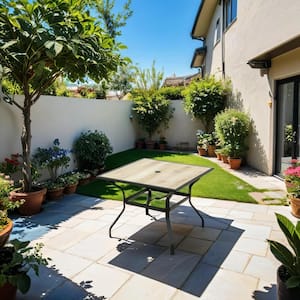 Black Metal Square Outdoor Patio Dining Table with Umbrella Hole and Wood-Look Tabletop for Porch, Garden, Backyard